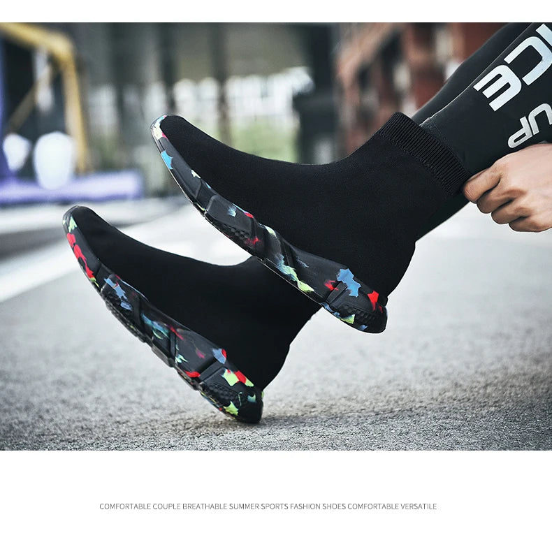 2025 Black High Top Sneakers Men Women Classic Designer knit Men's Casual Sneakers Fashion Comfy Slip-on Women's Sports Shoes