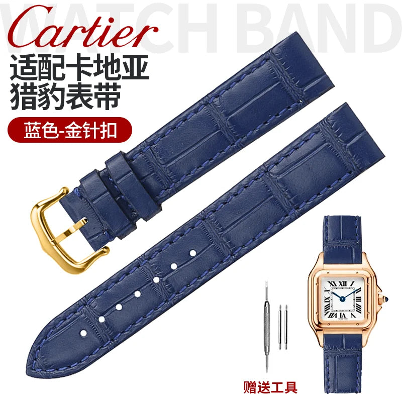 17.5 15.5mm Quick release women watchband For Cartier Santos Dumont cowhide Leather watch Strap lady's Pin buckle White red band