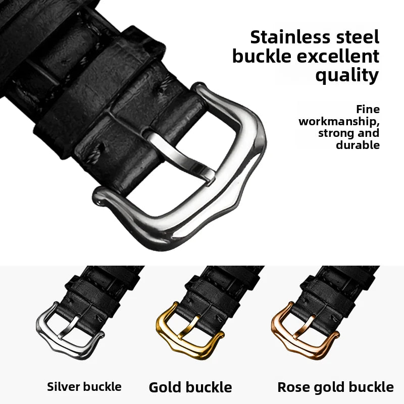 17.5 15.5mm Quick release women watchband For Cartier Santos Dumont cowhide Leather watch Strap lady's Pin buckle White red band