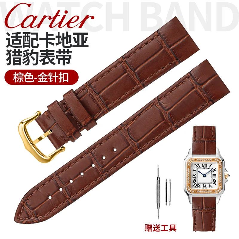 17.5 15.5mm Quick release women watchband For Cartier Santos Dumont cowhide Leather watch Strap lady's Pin buckle White red band