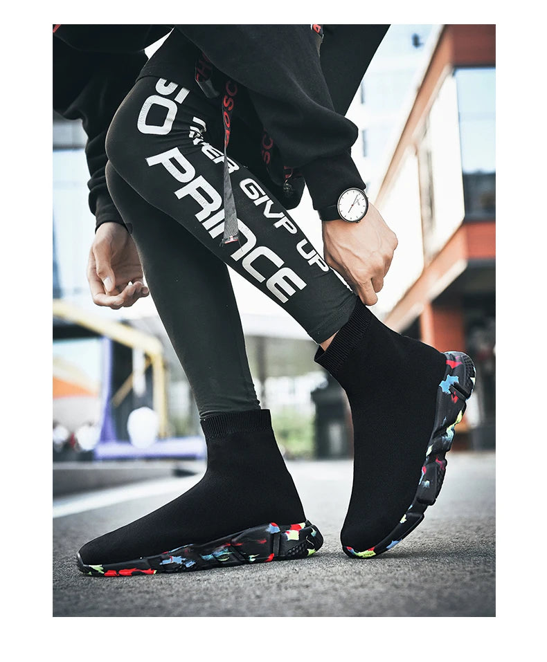 2025 Black High Top Sneakers Men Women Classic Designer knit Men's Casual Sneakers Fashion Comfy Slip-on Women's Sports Shoes