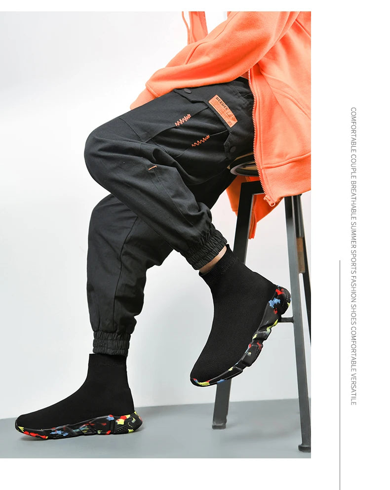 2025 Black High Top Sneakers Men Women Classic Designer knit Men's Casual Sneakers Fashion Comfy Slip-on Women's Sports Shoes