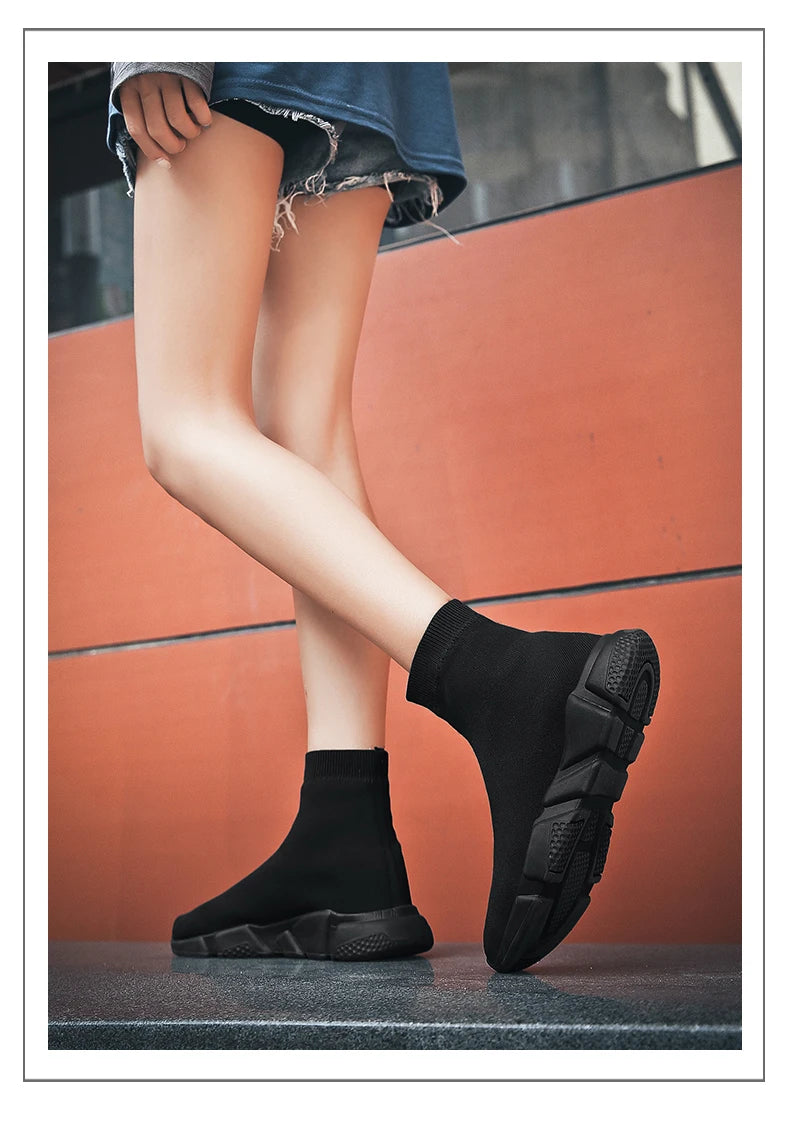 2025 Black High Top Sneakers Men Women Classic Designer knit Men's Casual Sneakers Fashion Comfy Slip-on Women's Sports Shoes