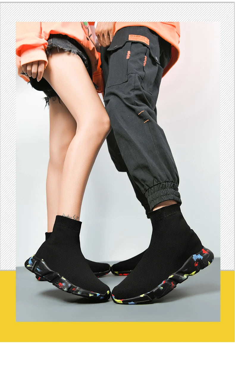 2025 Black High Top Sneakers Men Women Classic Designer knit Men's Casual Sneakers Fashion Comfy Slip-on Women's Sports Shoes