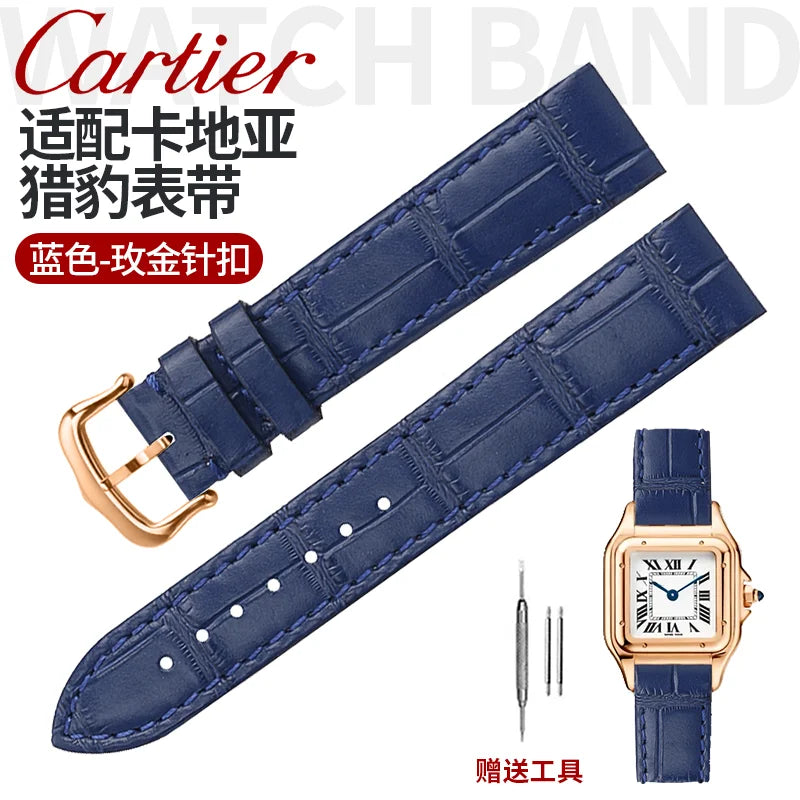 17.5 15.5mm Quick release women watchband For Cartier Santos Dumont cowhide Leather watch Strap lady's Pin buckle White red band