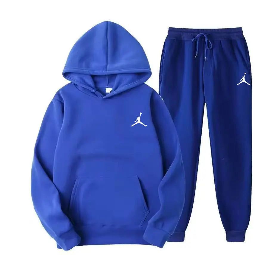 A brand-new outdoor basketball men's hoodie and long pants set for fashionable and casual men