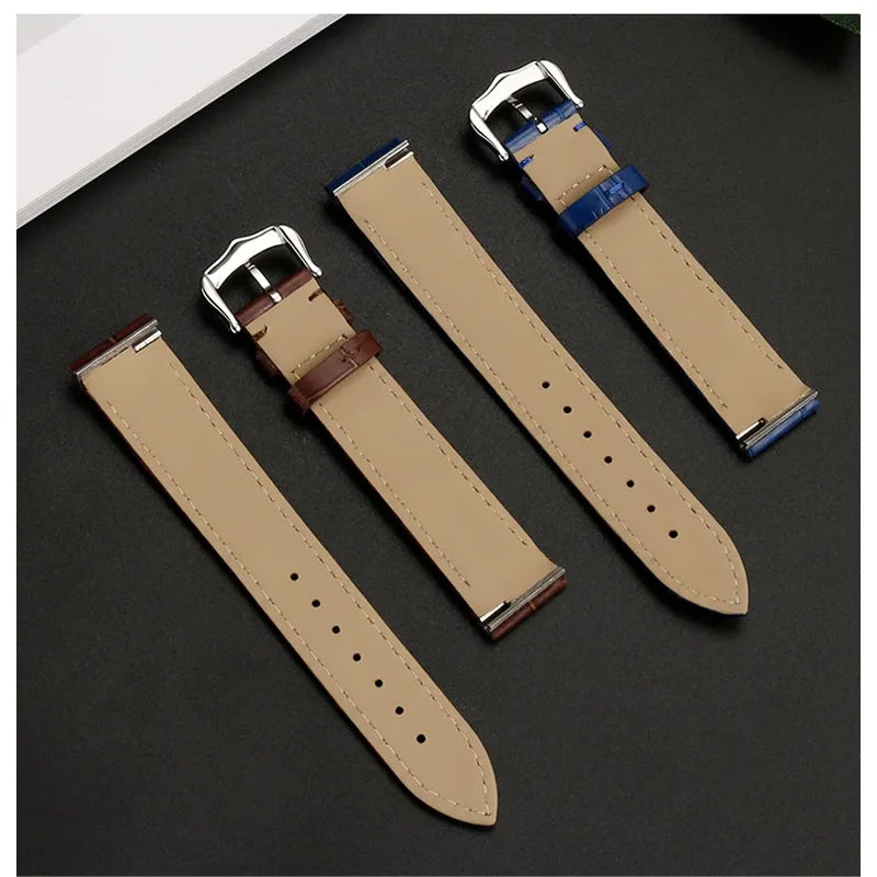 17.5 15.5mm Quick release women watchband For Cartier Santos Dumont cowhide Leather watch Strap lady's Pin buckle White red band