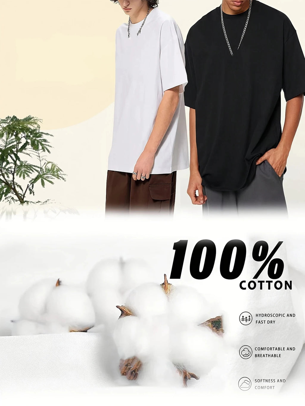 2025 Hot Sale Men's Cotton T-shirt Summer Spring Home Outdoor Casual Comfort Cool Tees Male Urban Fashion Short Sleeve Tops