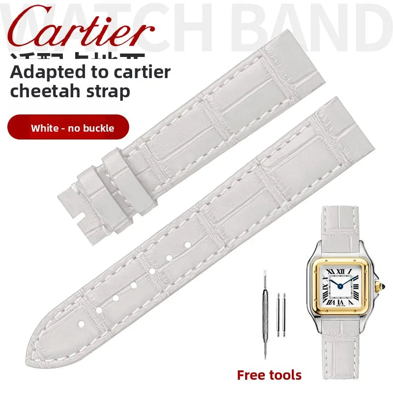 17.5 15.5mm Quick release women watchband For Cartier Santos Dumont cowhide Leather watch Strap lady's Pin buckle White red band