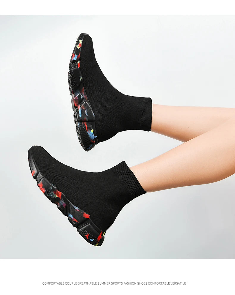 2025 Black High Top Sneakers Men Women Classic Designer knit Men's Casual Sneakers Fashion Comfy Slip-on Women's Sports Shoes