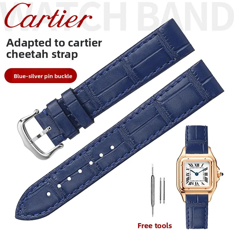 17.5 15.5mm Quick release women watchband For Cartier Santos Dumont cowhide Leather watch Strap lady's Pin buckle White red band