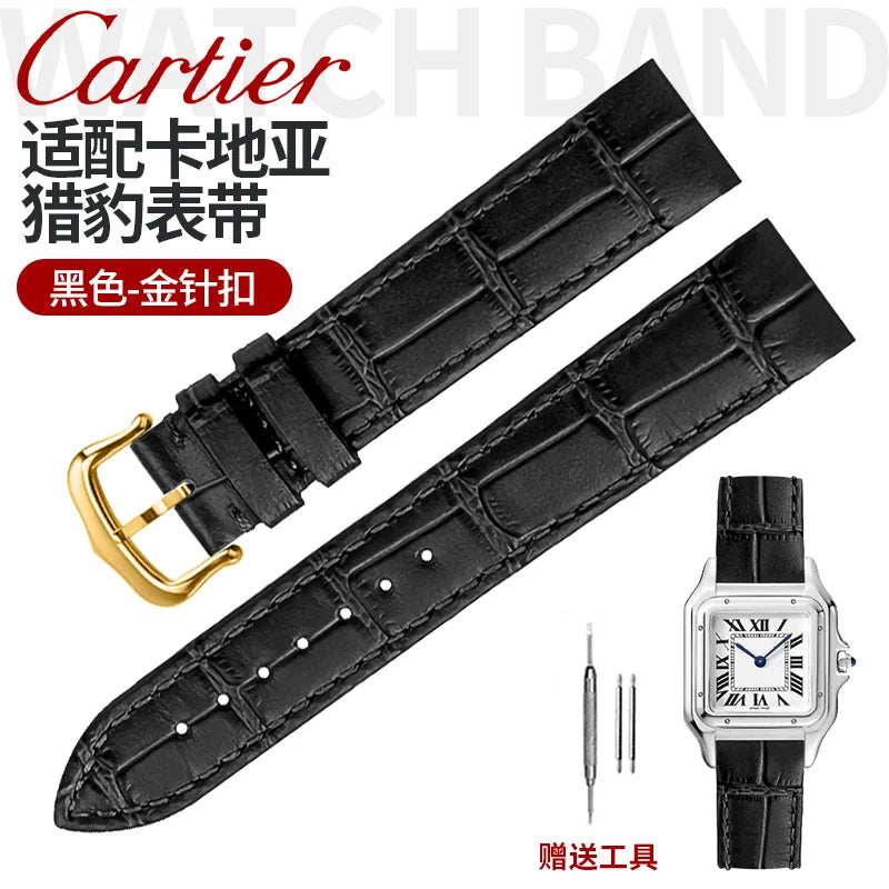 17.5 15.5mm Quick release women watchband For Cartier Santos Dumont cowhide Leather watch Strap lady's Pin buckle White red band