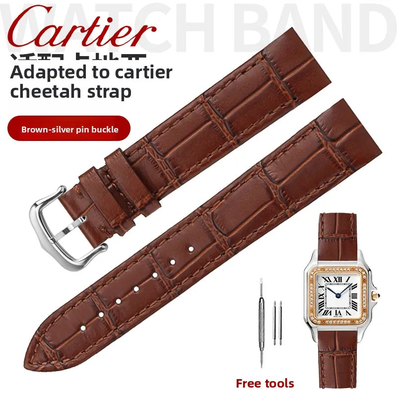 17.5 15.5mm Quick release women watchband For Cartier Santos Dumont cowhide Leather watch Strap lady's Pin buckle White red band