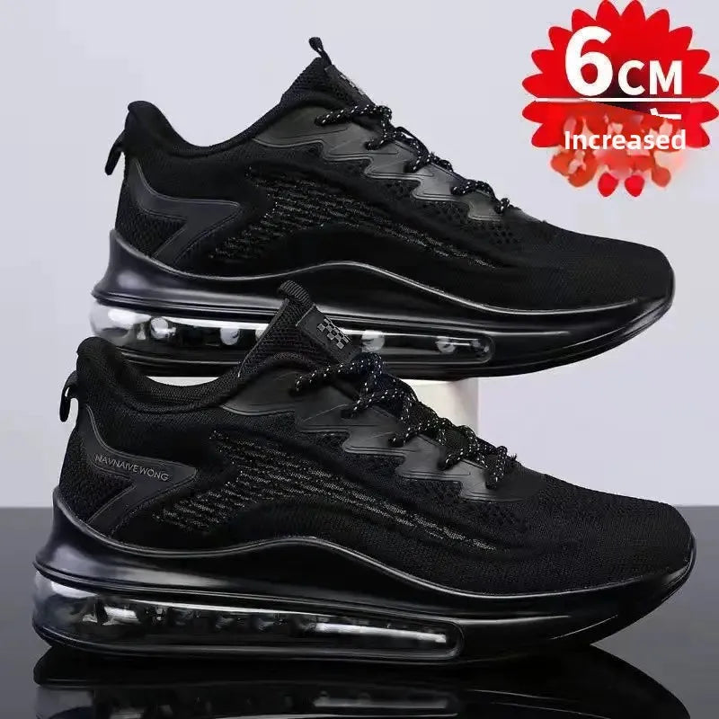2025 New Men's Sports Shoes Spring Air Cushion Style Heightening Running Breathable Fashionable All-Match round Toe Casual Shoes