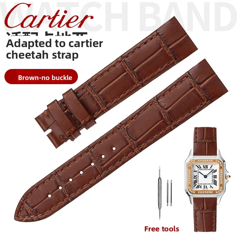 17.5 15.5mm Quick release women watchband For Cartier Santos Dumont cowhide Leather watch Strap lady's Pin buckle White red band