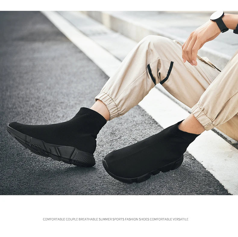 2025 Black High Top Sneakers Men Women Classic Designer knit Men's Casual Sneakers Fashion Comfy Slip-on Women's Sports Shoes