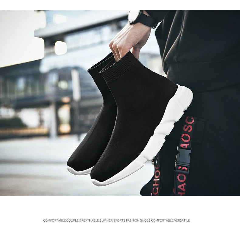 2025 Black High Top Sneakers Men Women Classic Designer knit Men's Casual Sneakers Fashion Comfy Slip-on Women's Sports Shoes