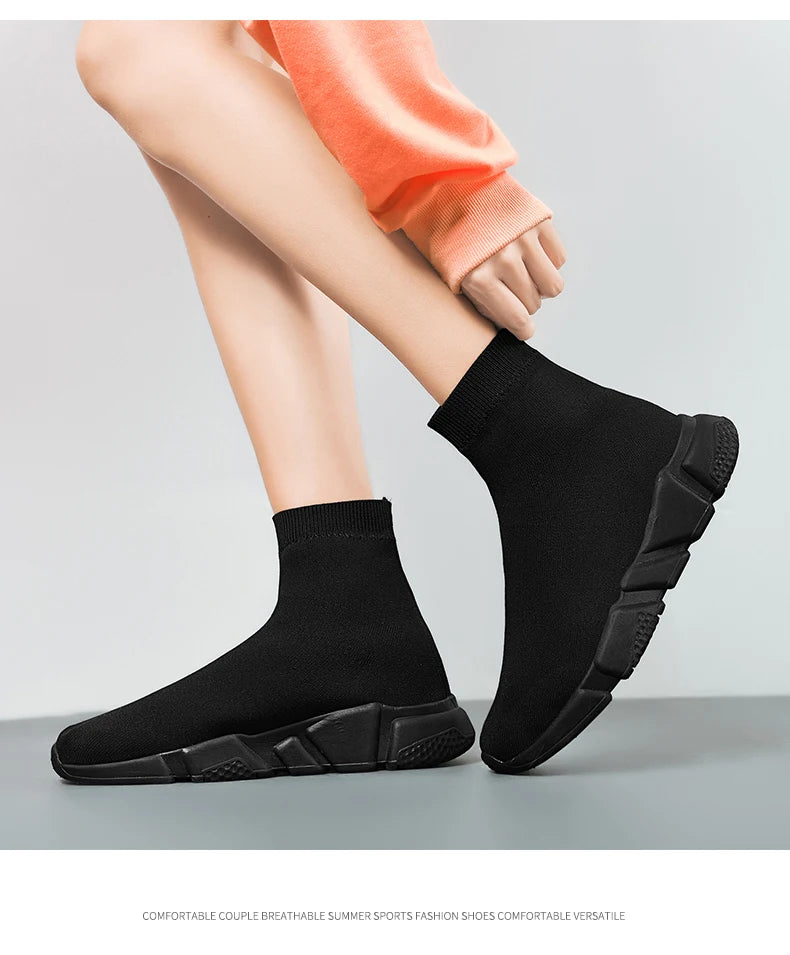 2025 Black High Top Sneakers Men Women Classic Designer knit Men's Casual Sneakers Fashion Comfy Slip-on Women's Sports Shoes