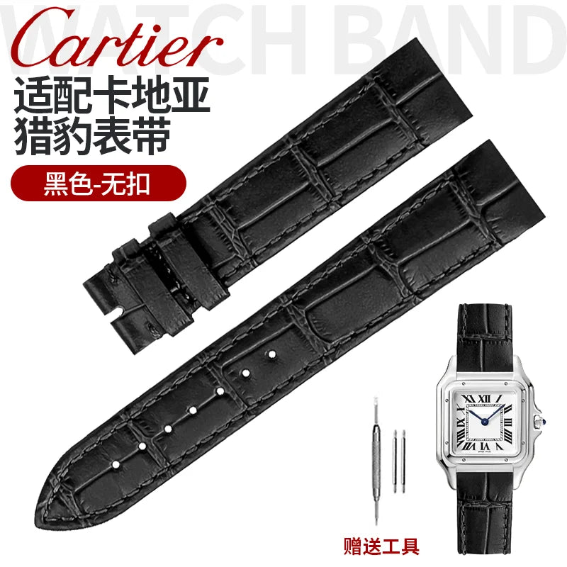 17.5 15.5mm Quick release women watchband For Cartier Santos Dumont cowhide Leather watch Strap lady's Pin buckle White red band