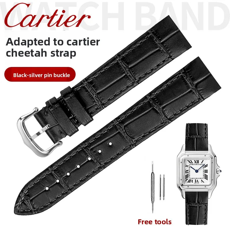 17.5 15.5mm Quick release women watchband For Cartier Santos Dumont cowhide Leather watch Strap lady's Pin buckle White red band