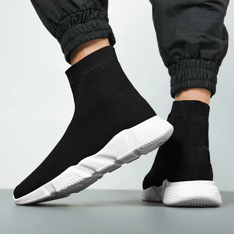 2025 Black High Top Sneakers Men Women Classic Designer knit Men's Casual Sneakers Fashion Comfy Slip-on Women's Sports Shoes