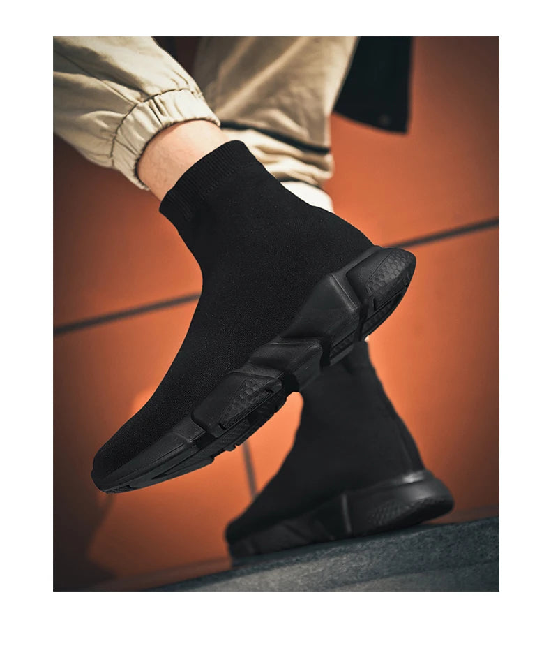 2025 Black High Top Sneakers Men Women Classic Designer knit Men's Casual Sneakers Fashion Comfy Slip-on Women's Sports Shoes