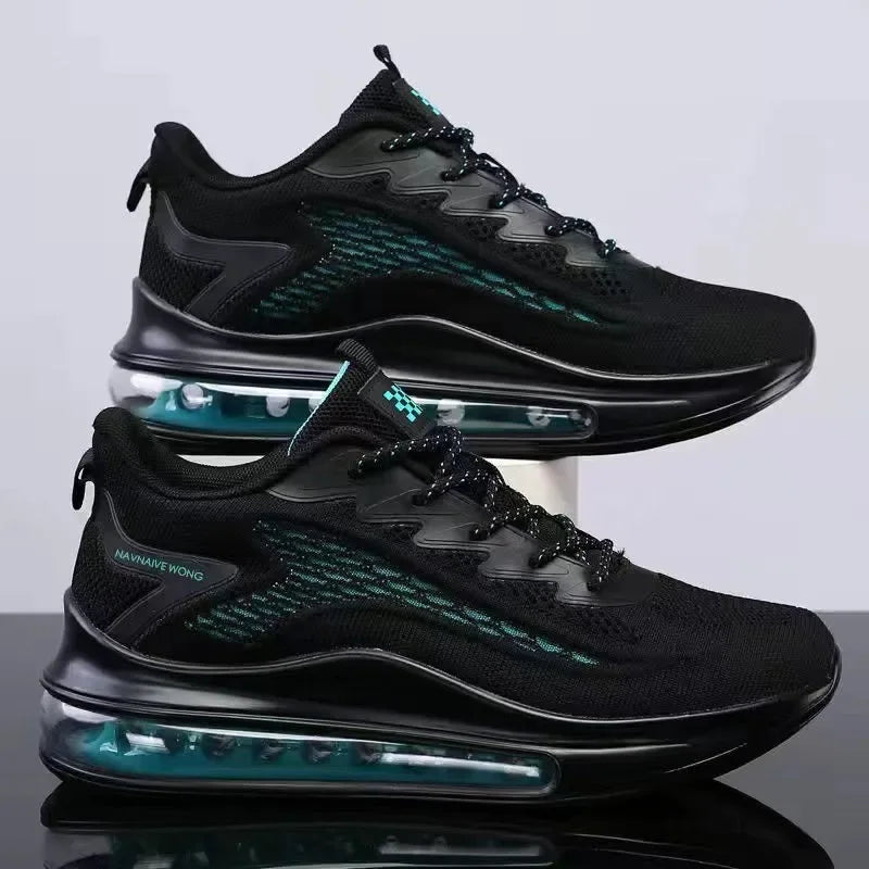 2025 New Men's Sports Shoes Spring Air Cushion Style Heightening Running Breathable Fashionable All-Match round Toe Casual Shoes