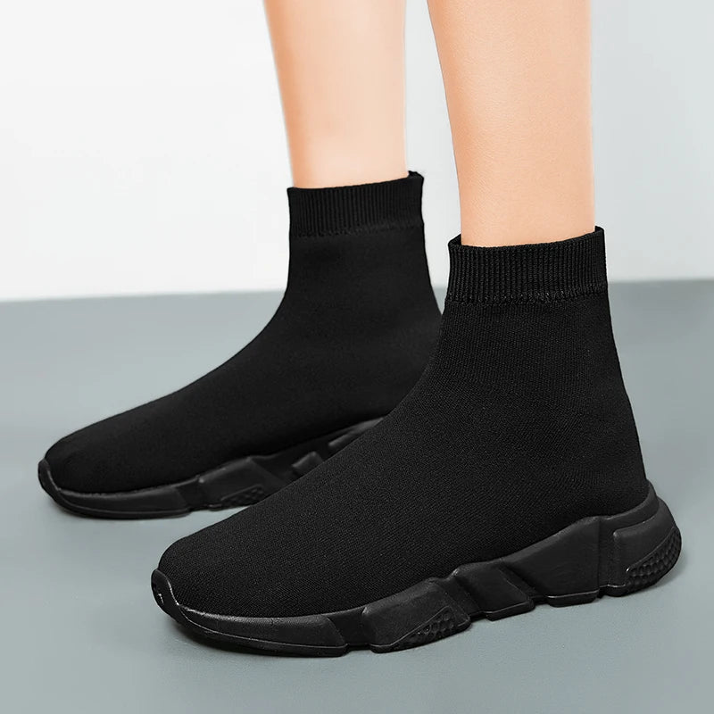 2025 Black High Top Sneakers Men Women Classic Designer knit Men's Casual Sneakers Fashion Comfy Slip-on Women's Sports Shoes