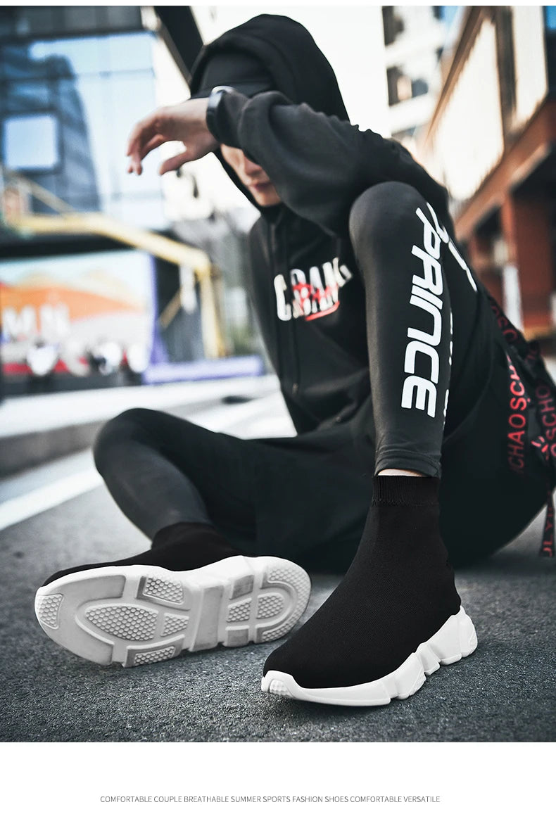 2025 Black High Top Sneakers Men Women Classic Designer knit Men's Casual Sneakers Fashion Comfy Slip-on Women's Sports Shoes