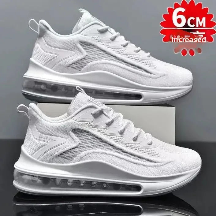 2025 New Men's Sports Shoes Spring Air Cushion Style Heightening Running Breathable Fashionable All-Match round Toe Casual Shoes