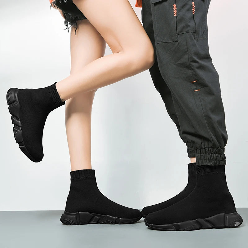 2025 Black High Top Sneakers Men Women Classic Designer knit Men's Casual Sneakers Fashion Comfy Slip-on Women's Sports Shoes