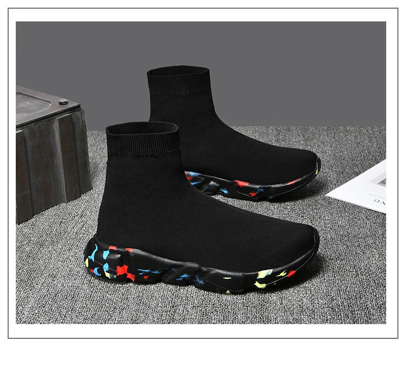 2025 Black High Top Sneakers Men Women Classic Designer knit Men's Casual Sneakers Fashion Comfy Slip-on Women's Sports Shoes